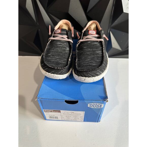 Hey Dude Womens Wendy Funk Jersey Black Pink Slip On Shoes Size 7 - Picture 3 of 13